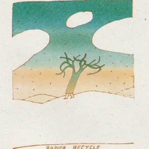 Enveloppe illustrée de l'arbre de Folon